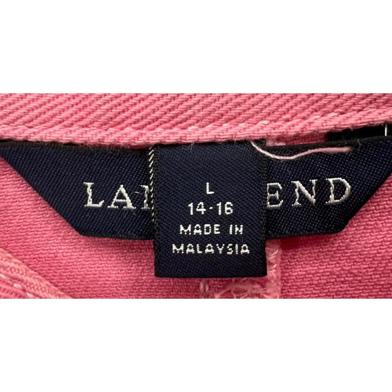 Lands End Jean Jacket Womens L Pink Denim Button Front Pockets Soft Girl Y2K - Image 11