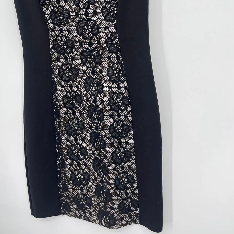 Enfocus Studio Lace Sheath Dress Sz 6 Gothic Nude Illusion Party Cutout Witchy - Image 3