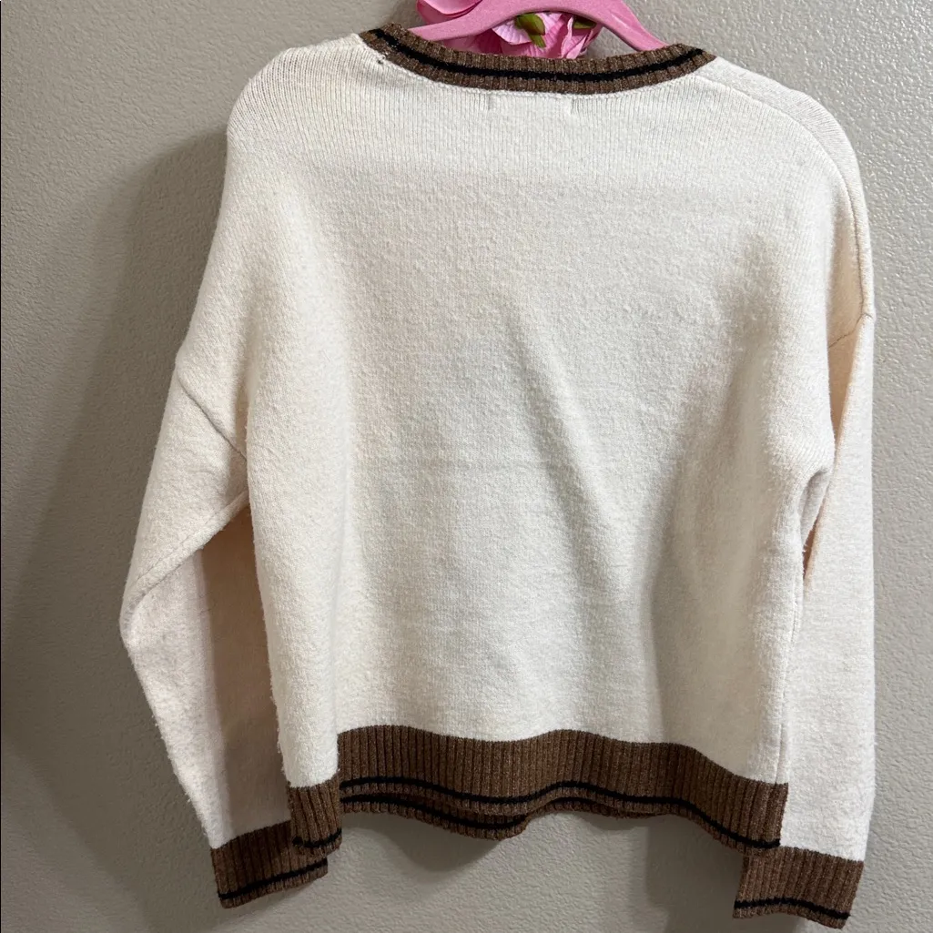 Belldini Cream and Brown Horse Design Sweater Size M - Image 6