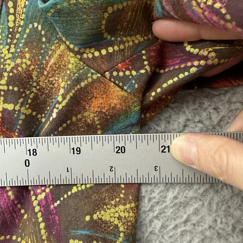 Chico's Cotton Blend Blazer Jacket Floral Art Boho Colorful Abstract Women's 2 L - Image 7