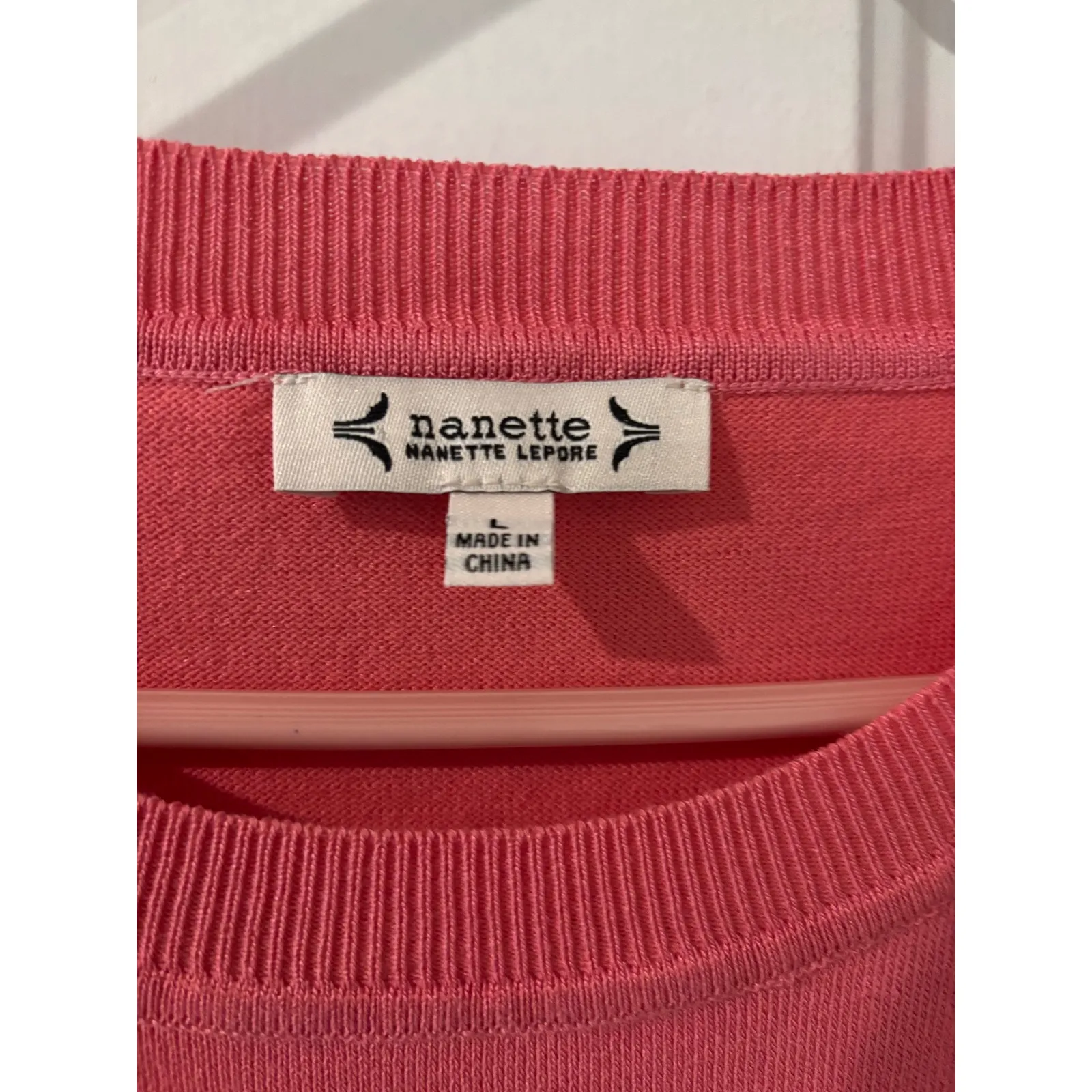 Nanette Lepore Pink Ruffle Sleeve Knit Sweater Top Women's Size L - Image 3