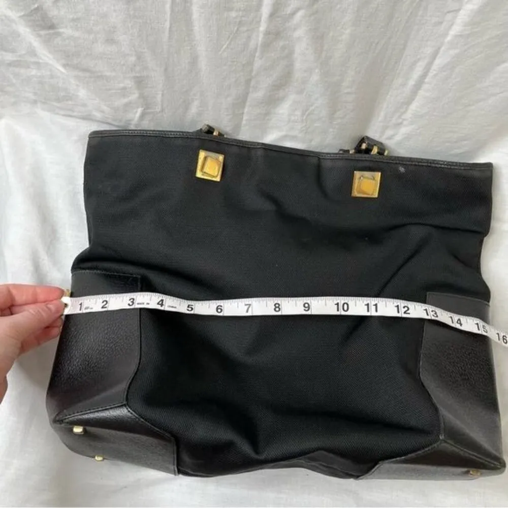 Salvatore Ferragamo BK-21 1986 gold hardware black leather & nylon bag - Image 4