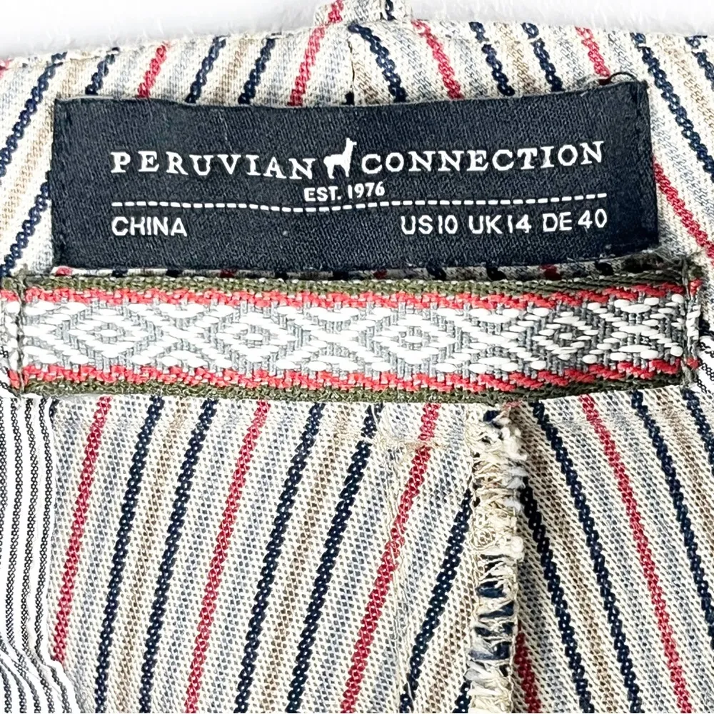PERUVIAN CONNECTION Multicolored Striped Pants, Size 10 - Image 3