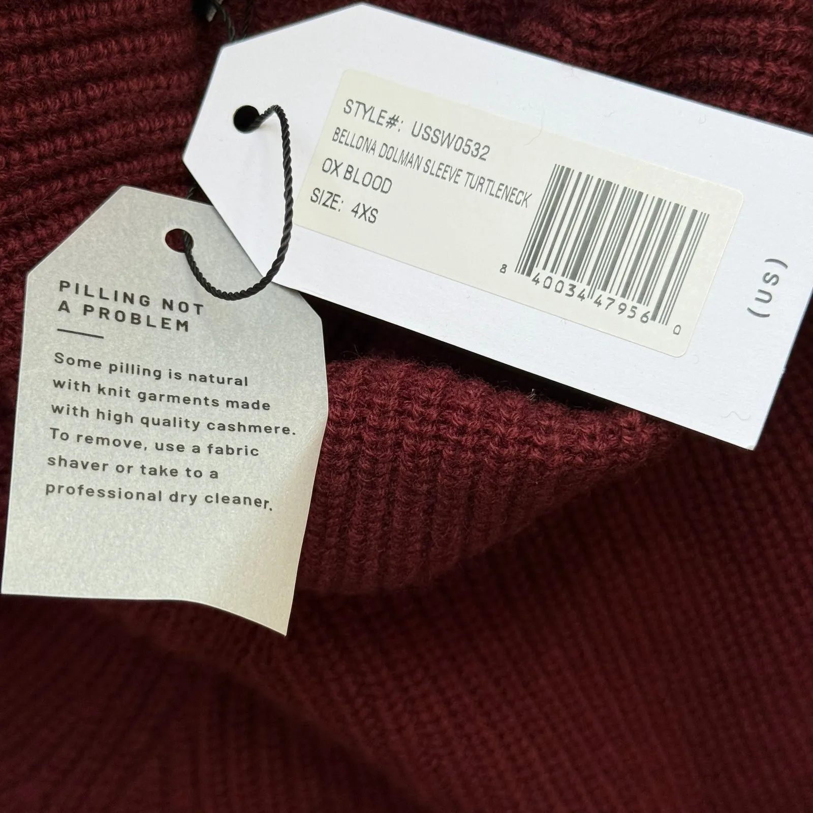 NWT Universal Standard XS Wool Cashmere Blend Turtleneck Sweater Ox Blood Red - Image 7