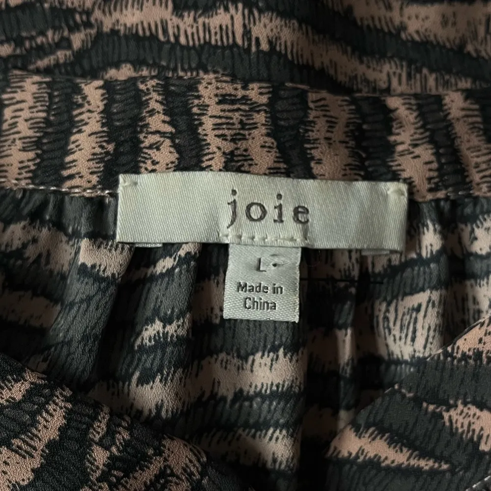 Joie Tariana Zebra Print Button Down Blouse Black Tan Size Large - Image 8