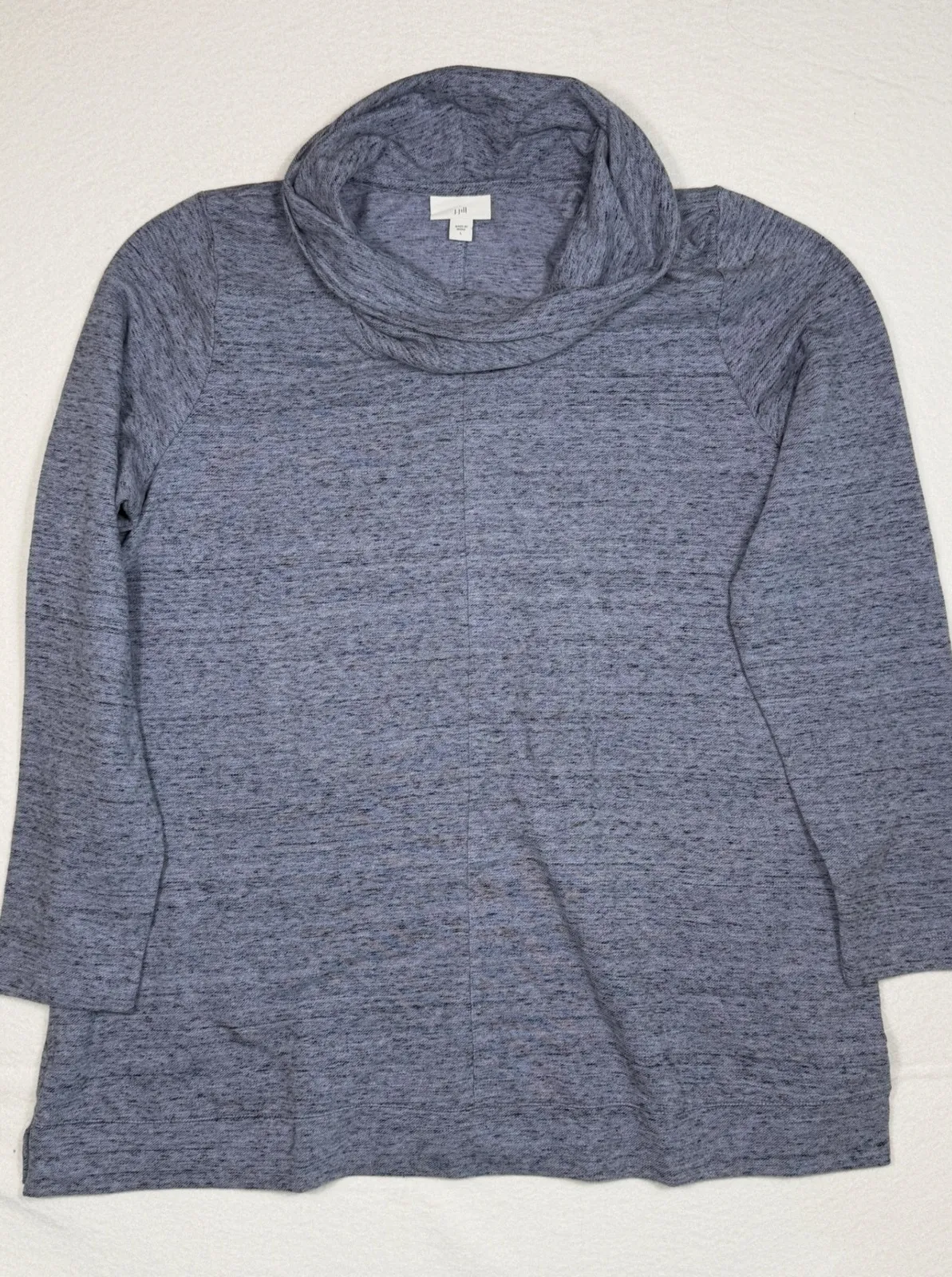 J Jill Womens Blue Gray Cowl Neck Long Sleeve Pullover Top Size LG Pockets - Image 1