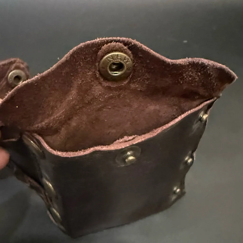 Vintage Handcrafted Brown Soft Leather Snap Button Wrist Wallet - Image 15