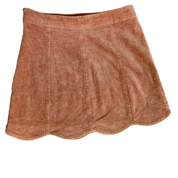 Altar'd State Sophia Mini Skirt Pink Corduroy‎ Scalloped Hem Lined Size S NWT - Image 5