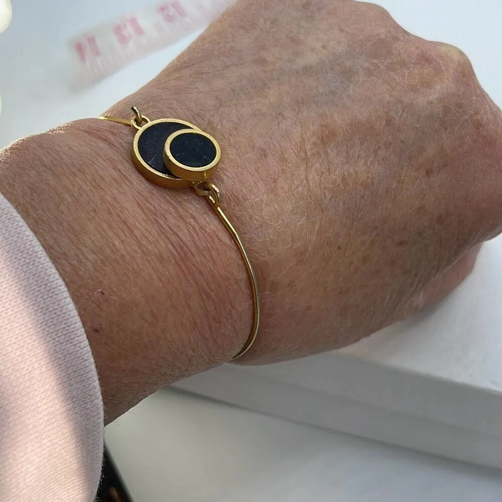 Vintage double glass circles hook front bracelet Black - Image 6