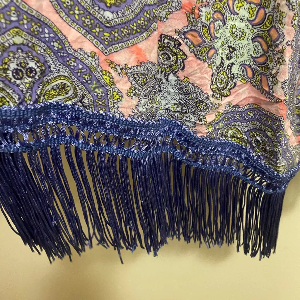 Victoria’s Secret Womens Kimono Open Front Cardigan  M L Blue Pink Paisley Boho - Image 4