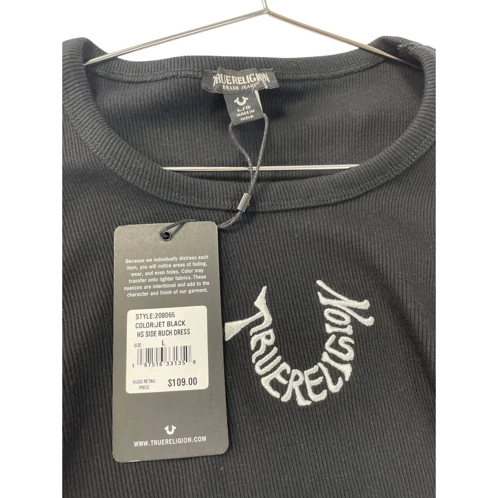 True Religion Womens Black HS Side Ruch Dress Size L SKU 9080 - Image 11