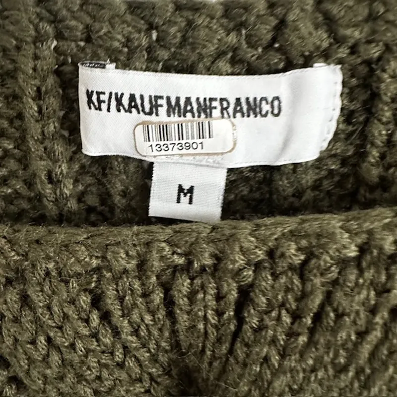 KF / KAUFMANFRANCO Olive Green Ribbed Cable Knit Wool Blend Sweater Med. - Image 10