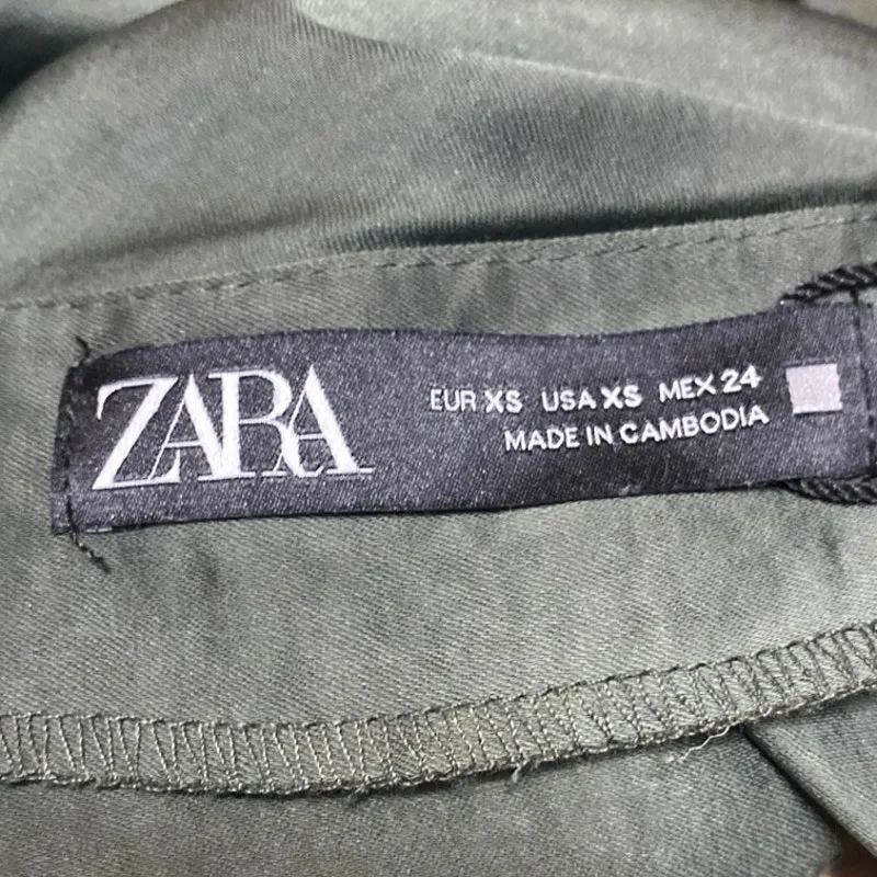 Zara Green Silk Satin Sleeveless Square Neck Cami Camisole Midi Slip Dress XS - Image 3