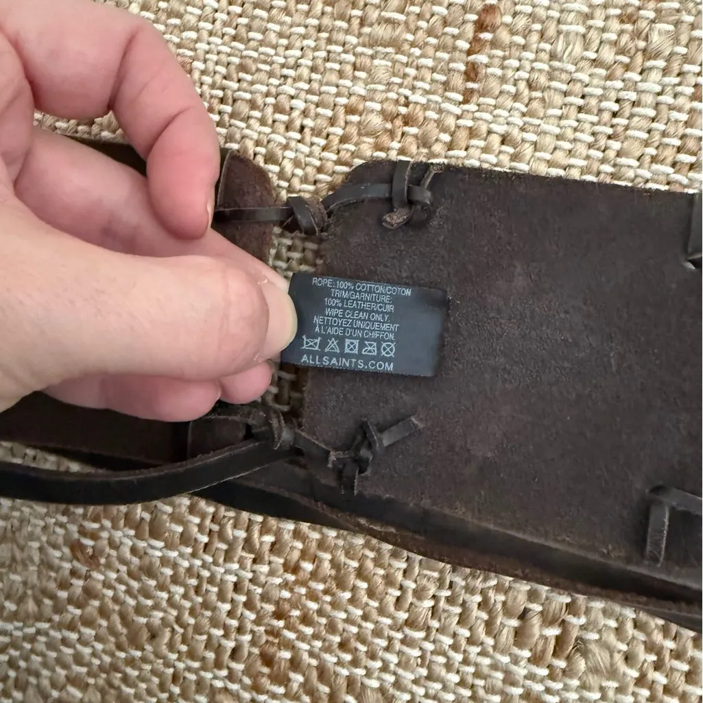 All Saints Genuine Leather Belt Metal Brown Black - Image 3