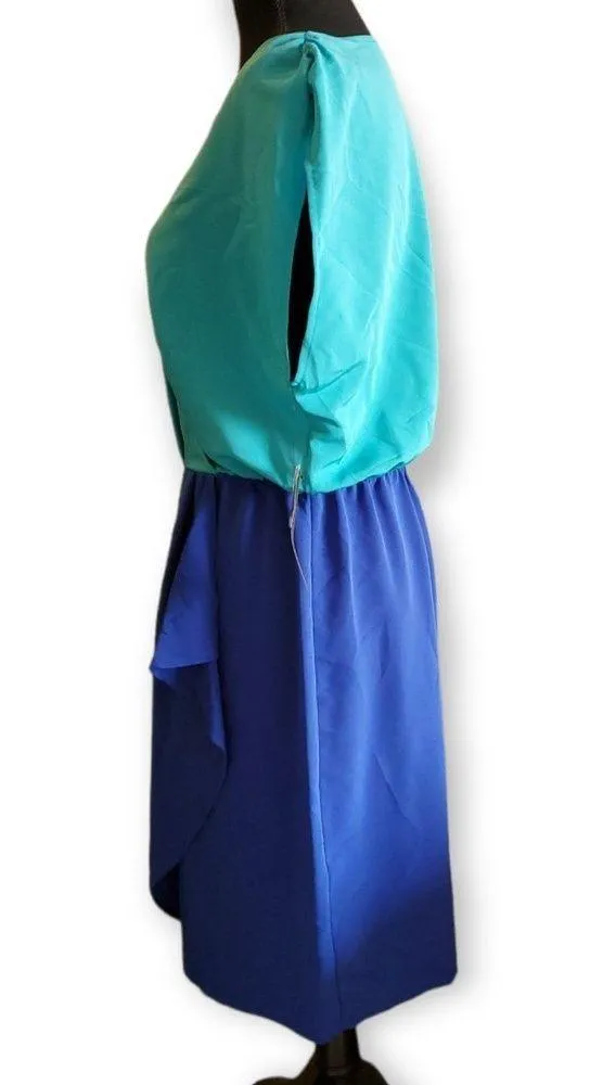 𝅺APT 9 aqua & blue Medium(M) sleeveless draped skirt dress - Image 2