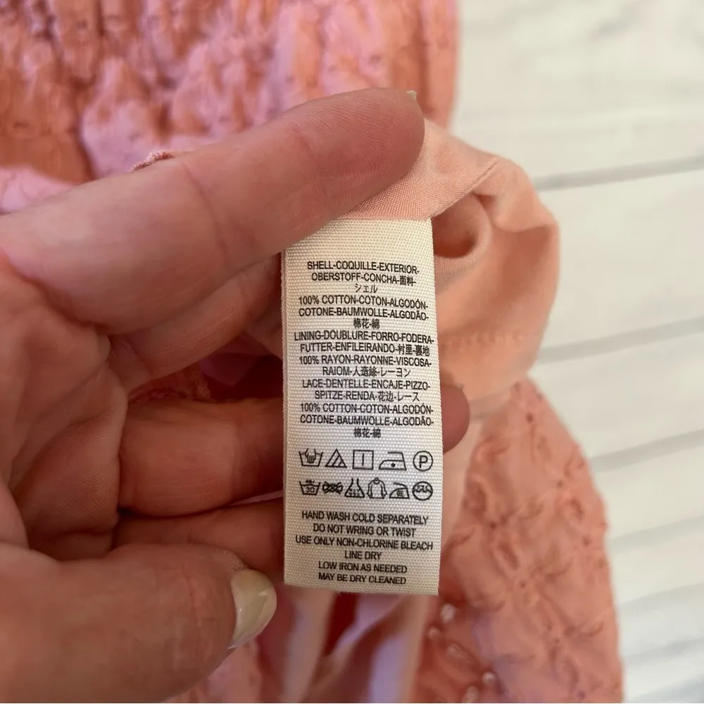 FREE PEOPLE | Pink Celine Eyelet Off the Shoulder Ruffle Mini Dress Size XS - Image 9