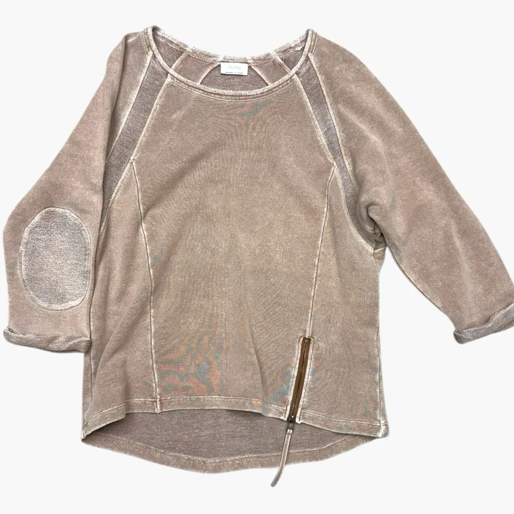 Wrap London Tan Hemp Cotton Tunic Sweatshirt Zip Hem Size 8 Medium Casual Boho - Image 9