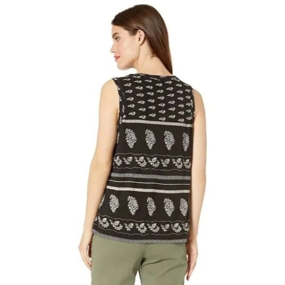 Lucky Brand Women's Linen Blend Embroidered Bohemian Sleeveless Blouse L - Image 2