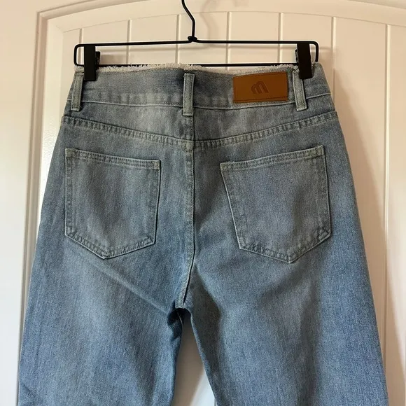 Fun Fringe Jeans‎ Raw Hem Denim Slim Straight Leg Blue Size 29 - Image 6