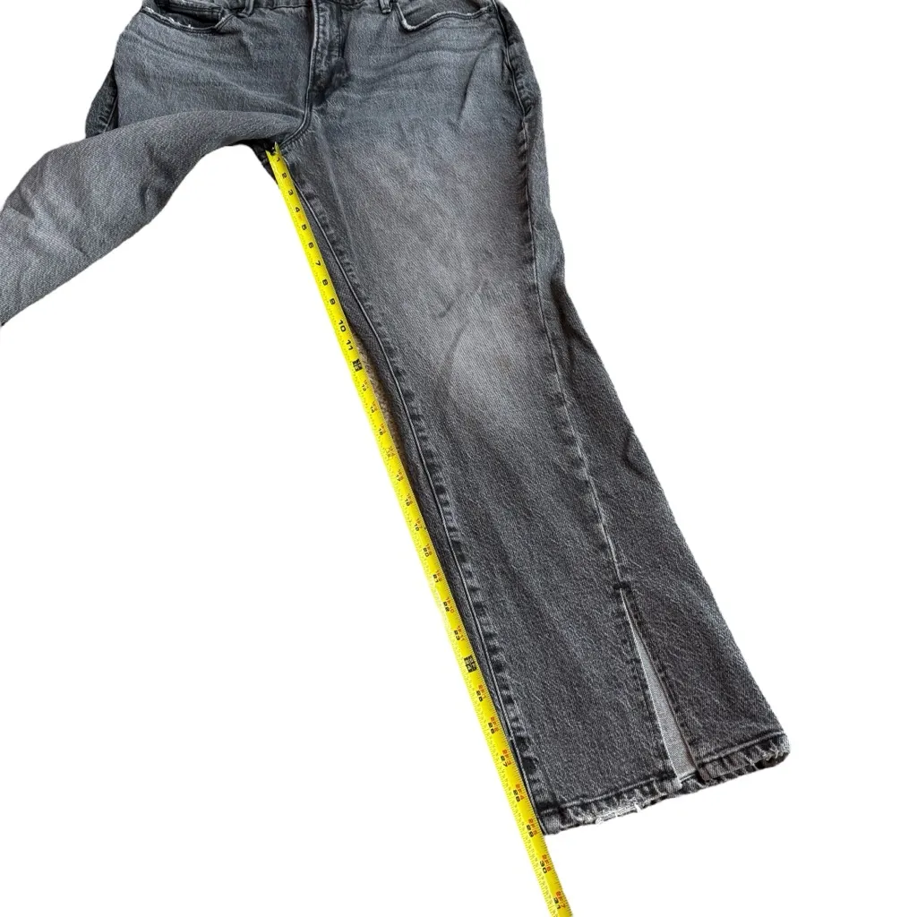 Good American Size 10/30 Curvy Twist Straight Leg Jeans‎ Washed Black Split Hem - Image 10