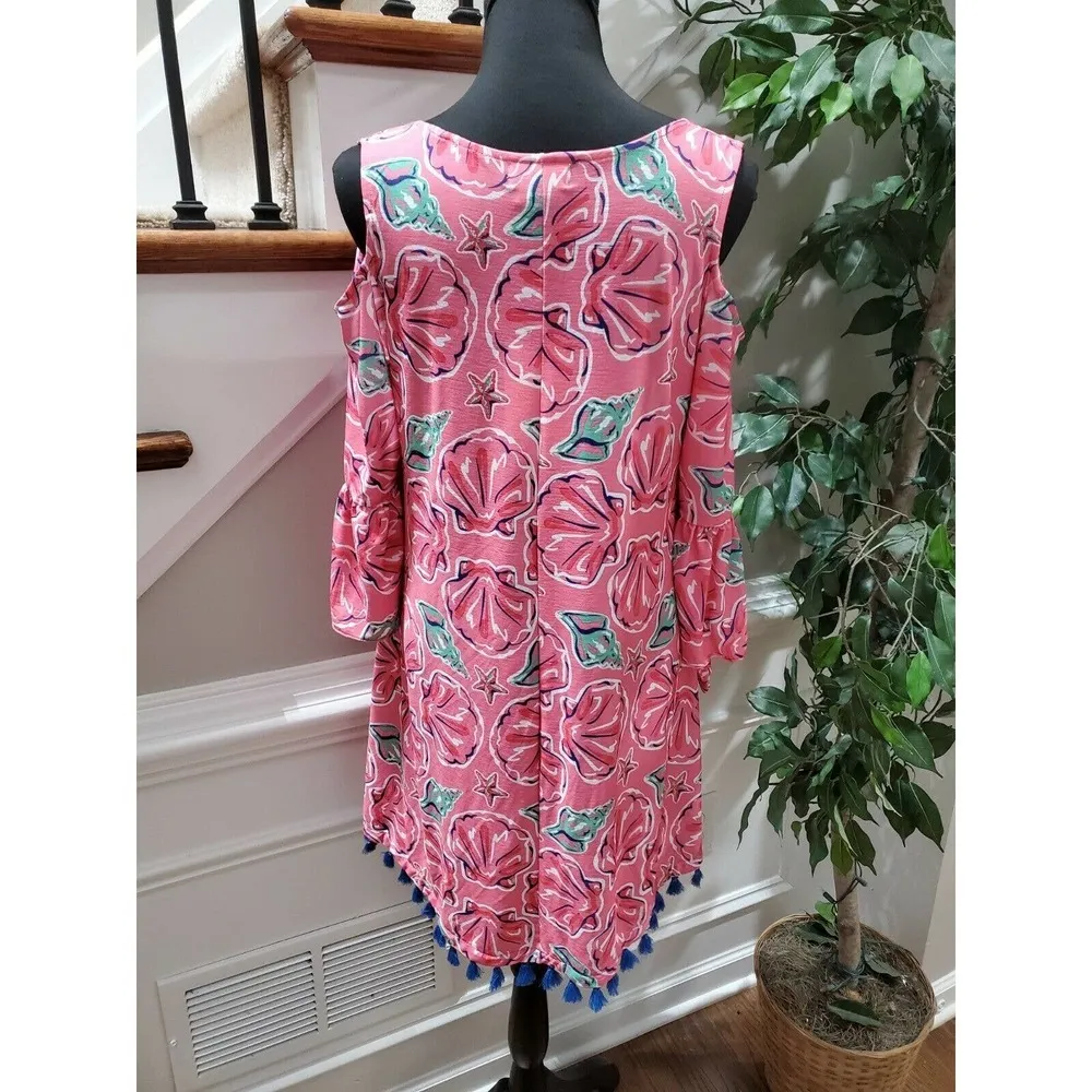 Simply Southern Women's Pink Polyester Cold Shoulder Sleeve Knee Length Dress S - Image 8