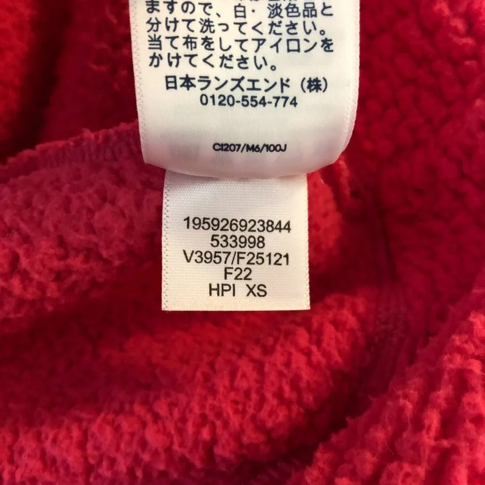 Lands' End Womens Fleece Cardigan Sweater Hooded Belted Pockets Bright Pink XS - Image 5