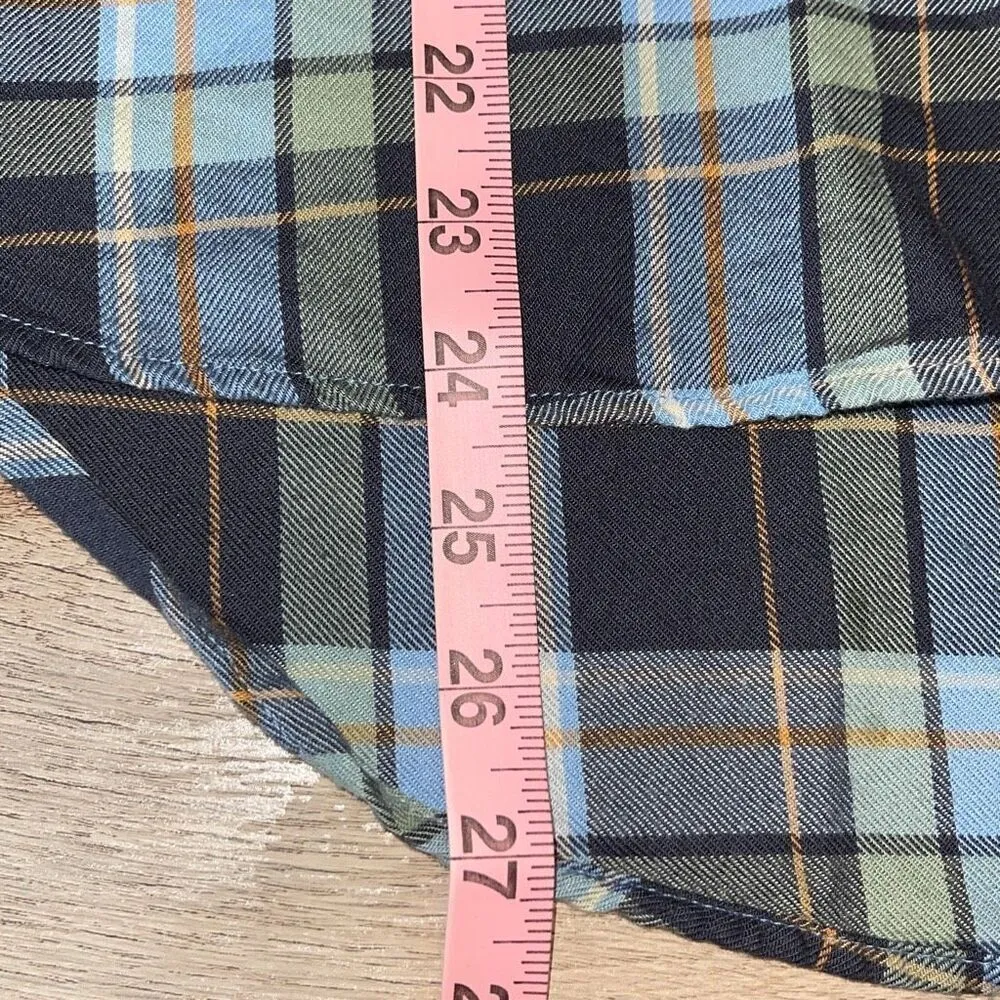 L.L.‎ Bean Womens Half Button Plaid Collared Long Sleeve Shirt Multicolor Medium Blue - Image 8