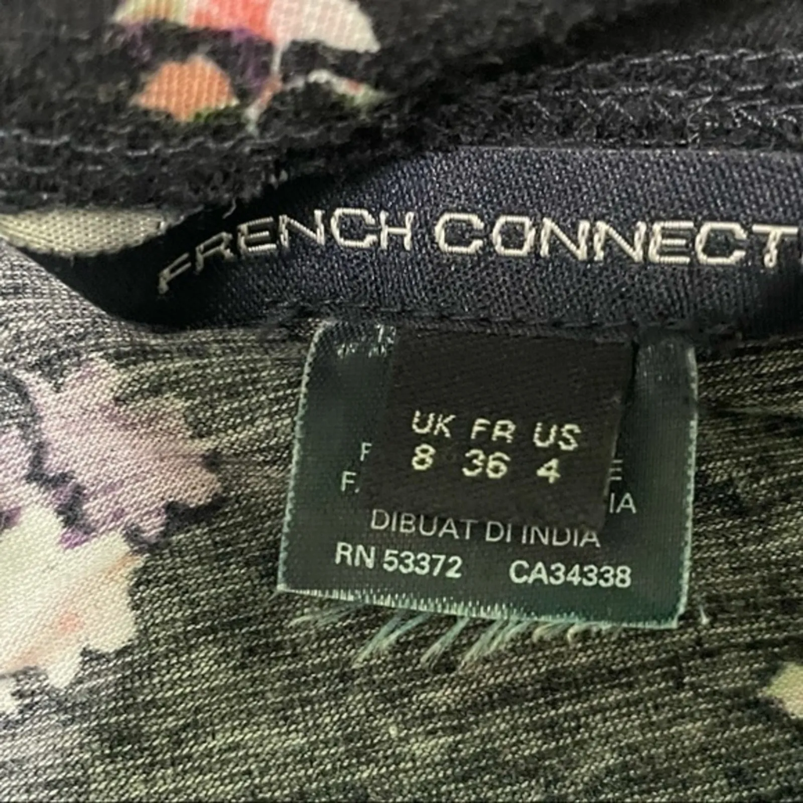 French Connection Floral Dress Short Sleeve rose flowers Bodycon mini Size 4 - Image 5