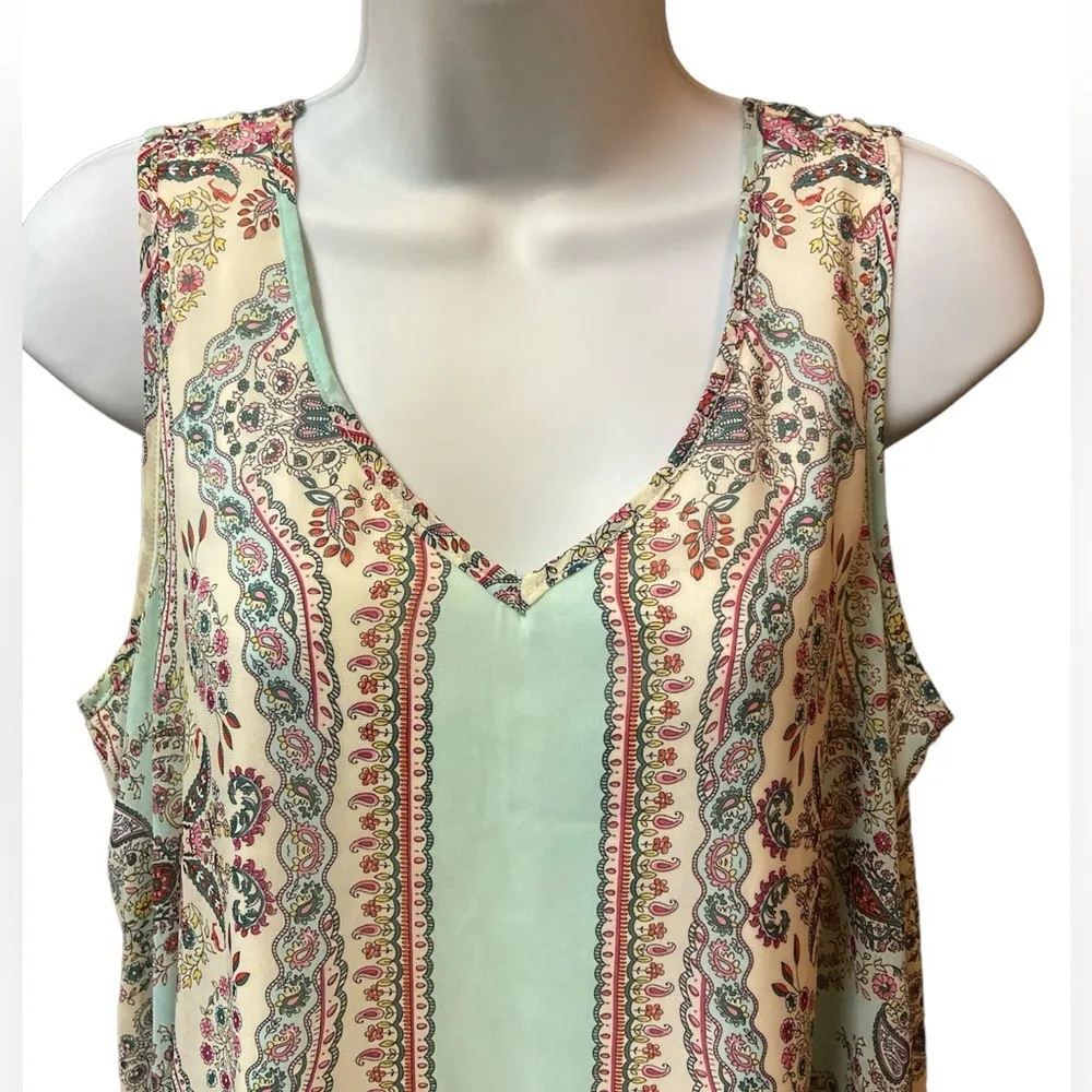 Live and Let Live Womens Large Sleeveless  Boho Dress Chiffon Paisley - Image 2