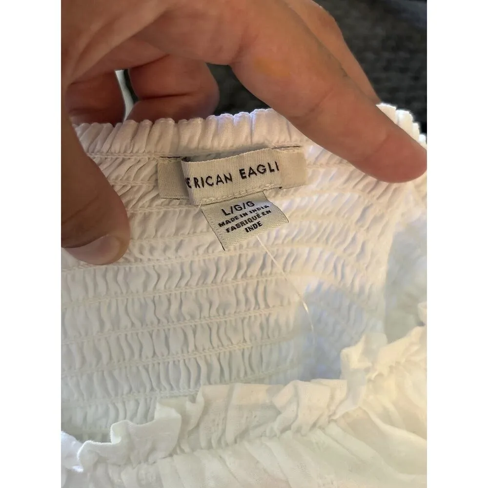 Outfitters White Ruffle Long sleeve Crop Top SIZE Large NWT - Image 3