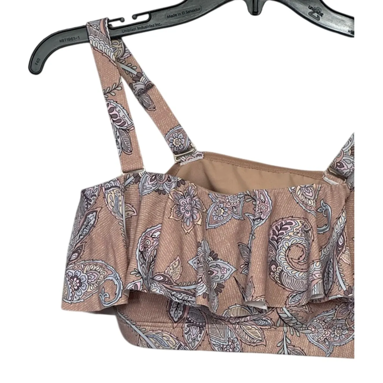 Artesands Bikini Swim Top Women's 10 Pink Paisley Adjustable Ruffle Flounce New - Image 4