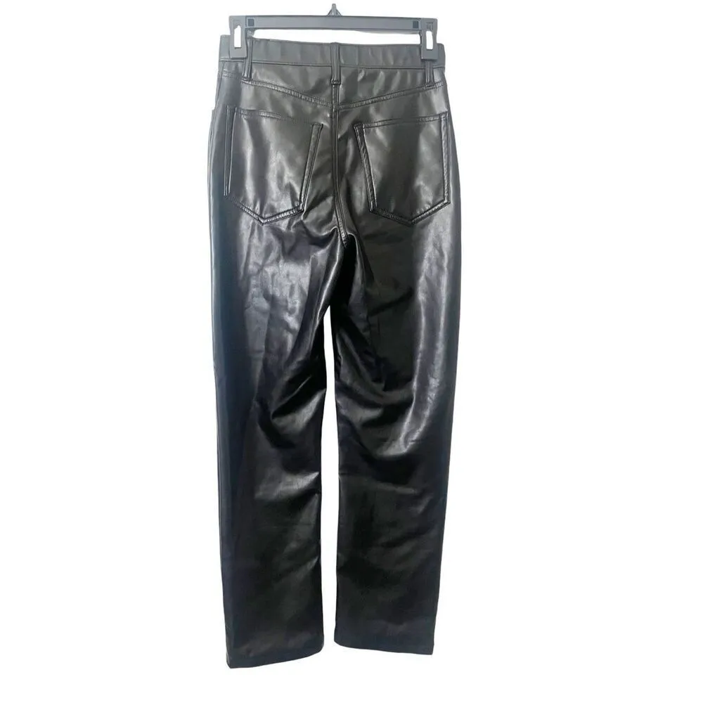 Abercrombie & Fitch Black Vegan Leather 90s Straight Ultra High Rise Pants‎ 2/26 - Image 5