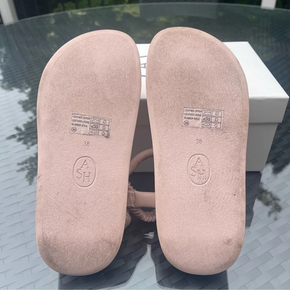 ASH Victoria Womens Leather Quilted Puffy Platform Sandals Blush pink Sz 38 - Image 10