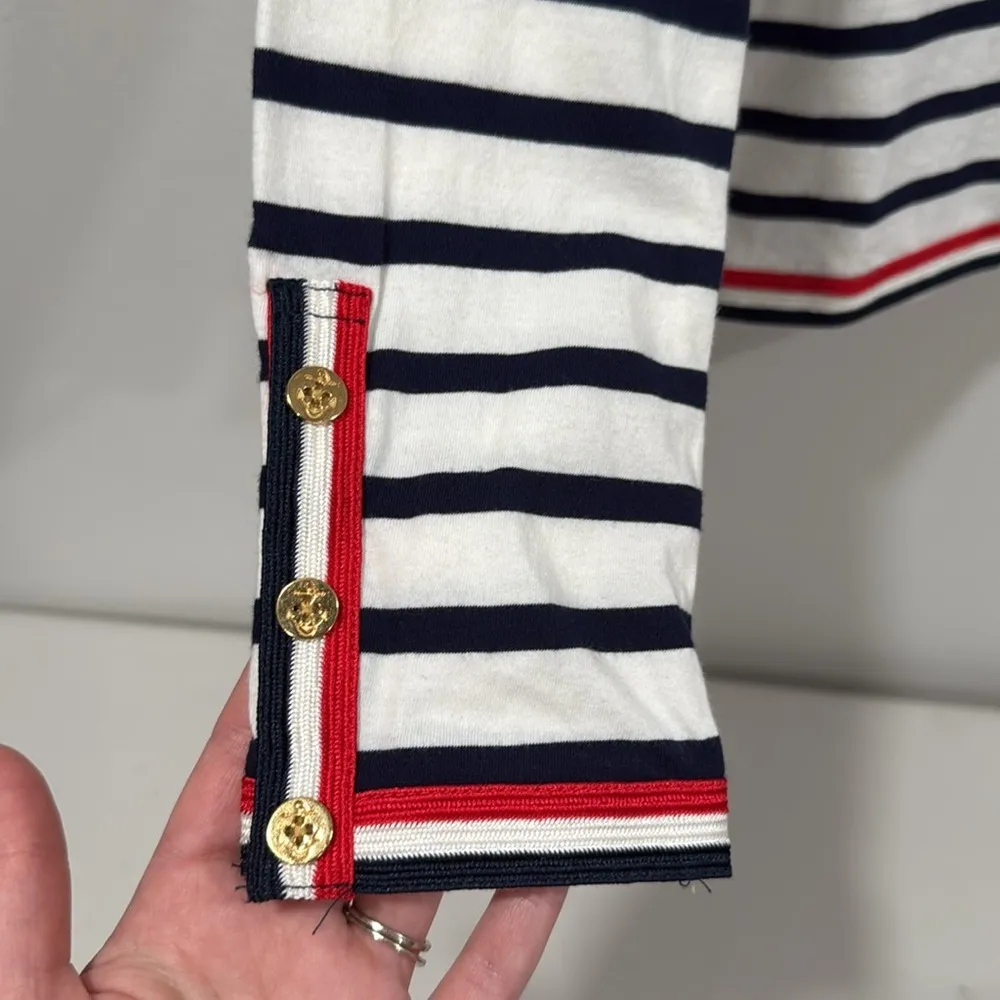 J. Crew White and Blue Striped Long Sleeve T-Shirt Size Small EUC - Image 4