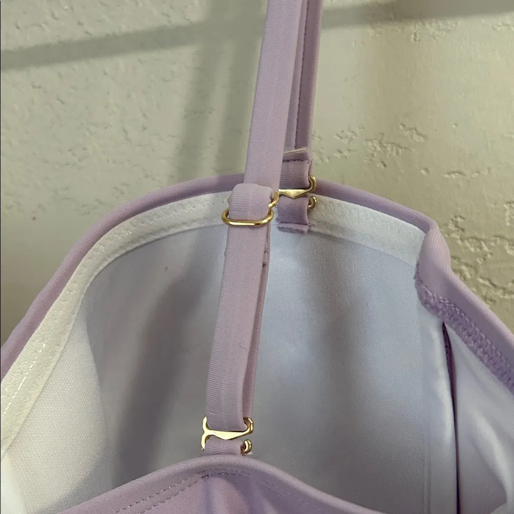 Ocean Blues Size L Bandeau One Piece Swimsuit Molded Cups Shirring Tummy Control Purple Size L - Image 6