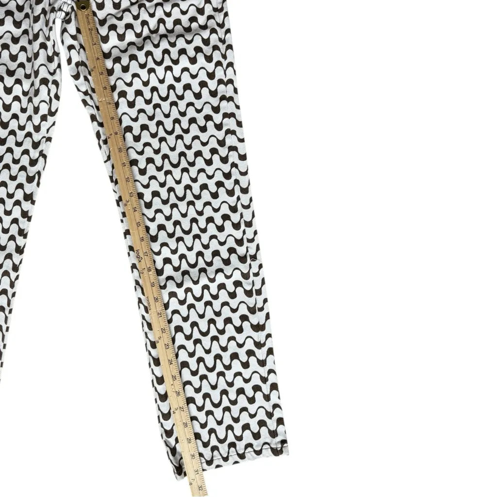 Cotton On Y2K Retro Wave Print Straight Leg Jeans Brown White Indie Aesthetic - Image 10