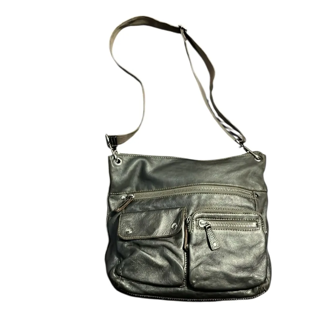 Fossil  Dark Gray Leather Crossbody Bag - Image 2