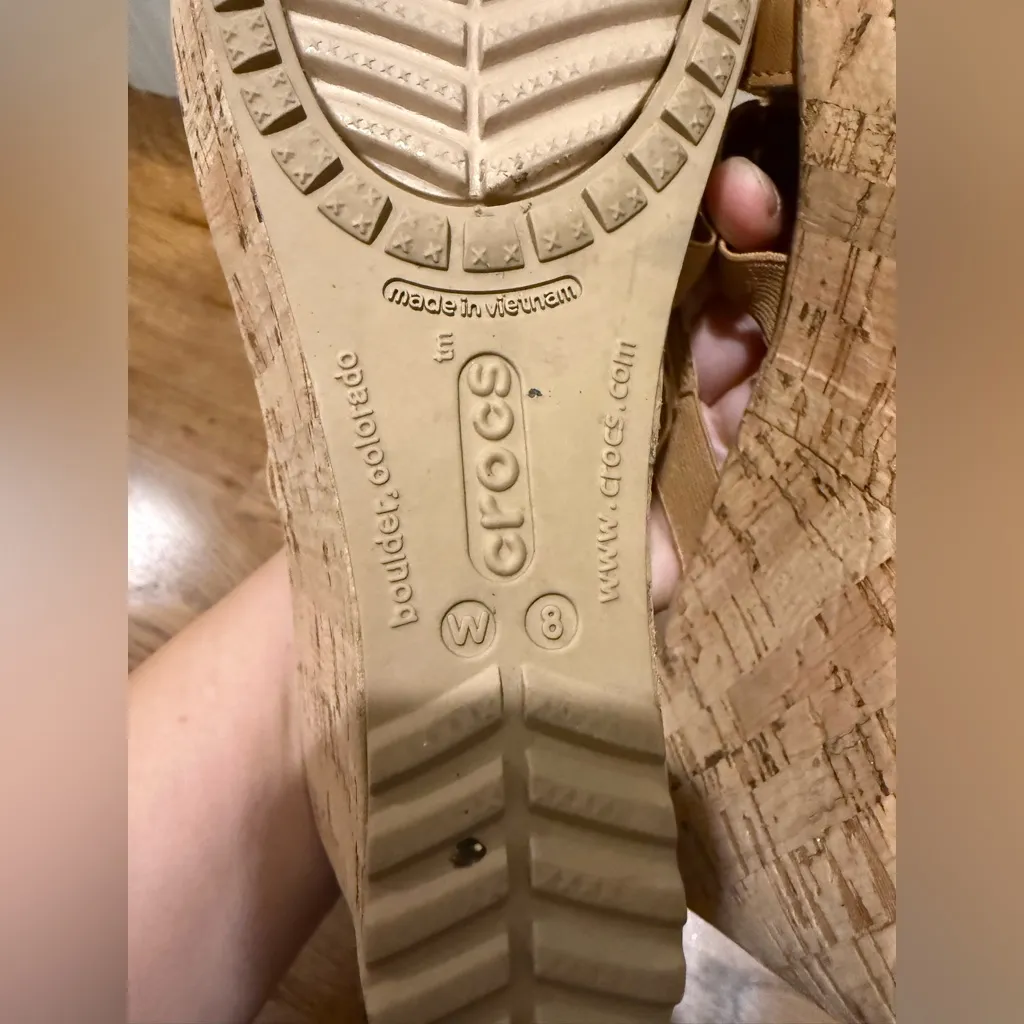 CROCS  Aleigh Cork Wedge Strappy Sandals Womens 8W - Image 7