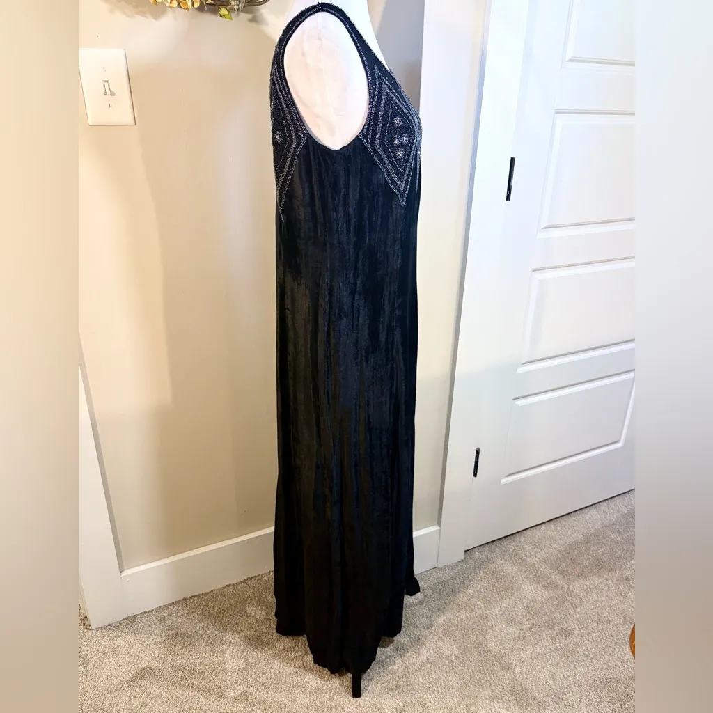 April Cornell Black Velvet Beaded Maxi Dress Witchy Gothic Romantic ~Small🧡 - Image 5