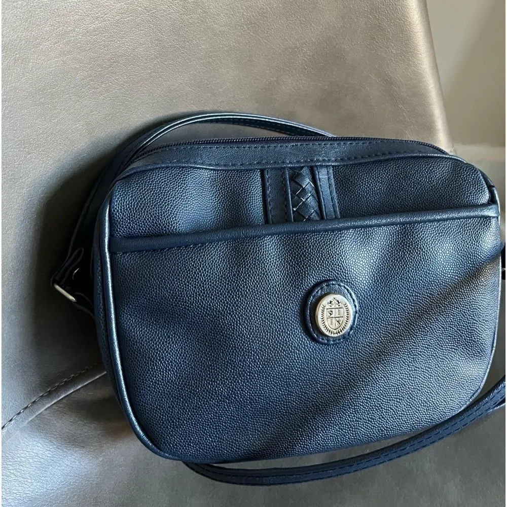 Vintage Gitano Navy Faux Leather Crossbody Purse Small 90s Minimalist Bag Blue - Image 9