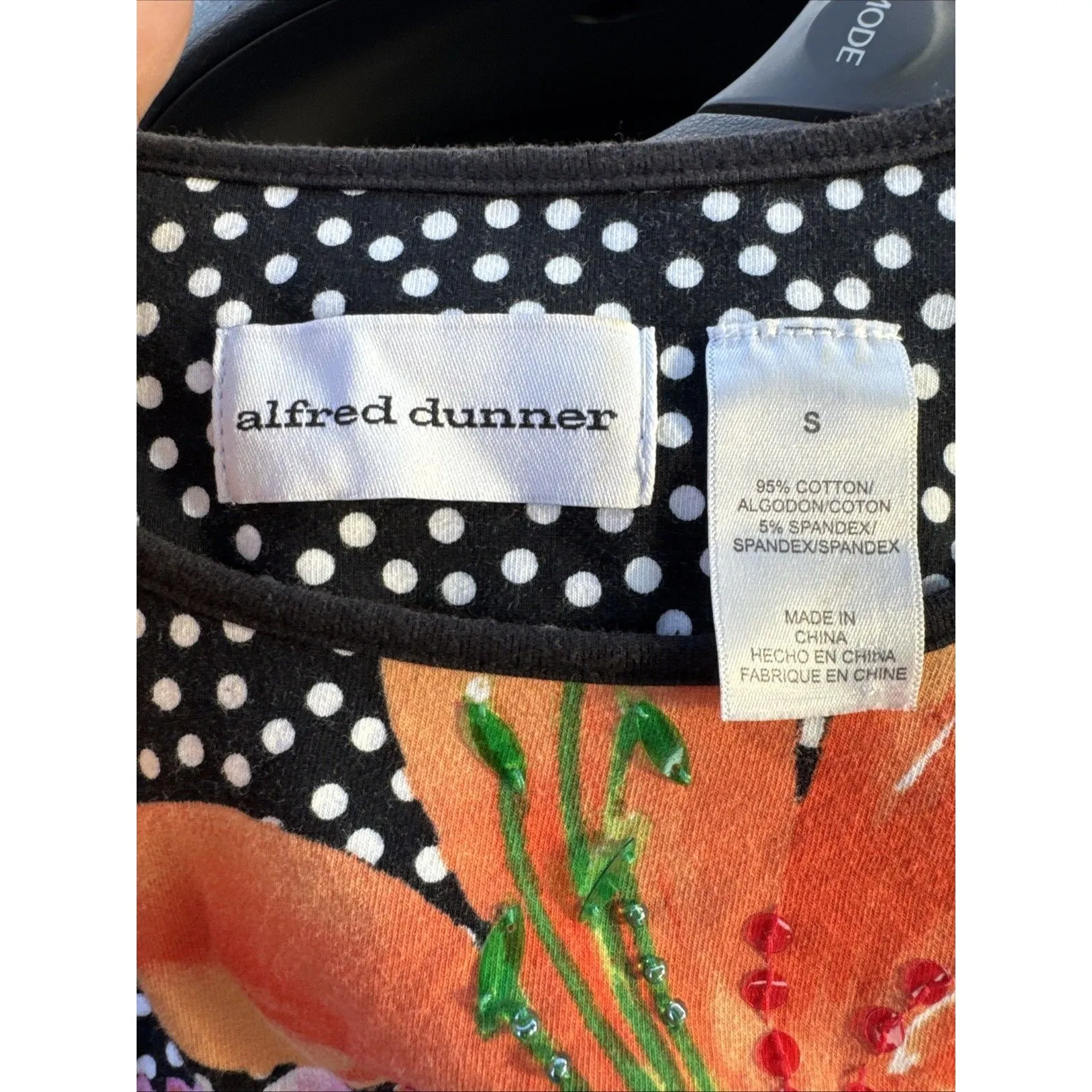 Y2K Shabby Chic Embellished Alfred Dunner Sz S Floral Tee Shirt Top Cotton Blend - Image 5