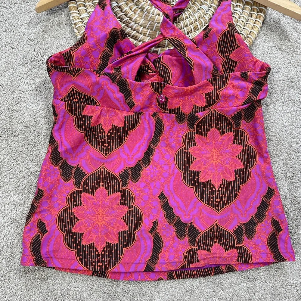 Prana Women’s Tankini Swim Top Babydoll Manori Pink Racerback in Multicolor M - Image 7