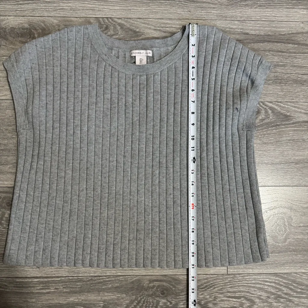 Sincerely Jules Women Luxury Gray Ribbed Short Sleeve Cozy Top Size‎ L Size L - Image 11