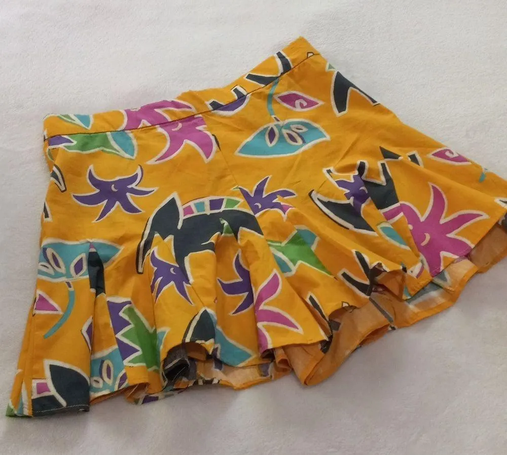 Zara Ruffled Island Geometric Print Yellow Multicolored Shorts NWT - Image 2