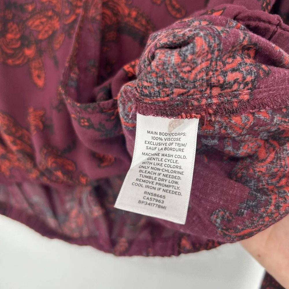 Sun & Shadow Burgundy Drape Front Crop Top Long Crochet Bell Sleeves Size XS - Image 10