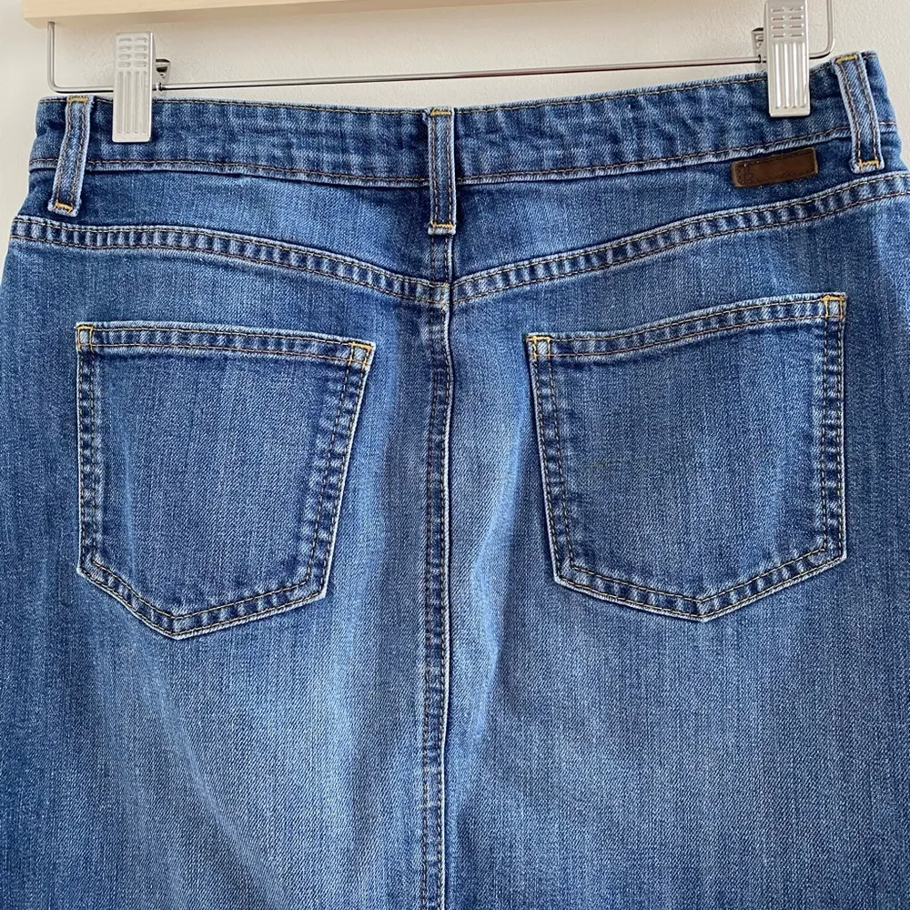 Boden Blue Front Pleat Denim Jean Skirt Size 8 Coastal Cowgirl Western Beach - Image 7