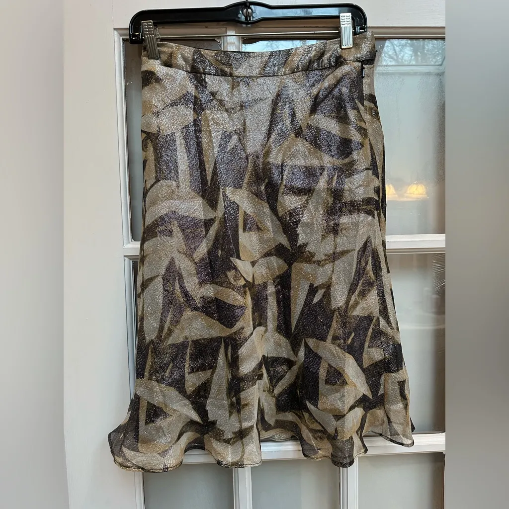 Vintage Banana Republic Y2K A-Line Skirt Metallic Shimmer Silk Size 2 XS - Image 9