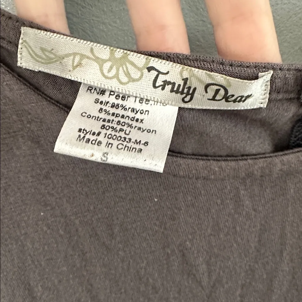 Truly Dear‎ Faux Leather Peplum Top Black - Image 3