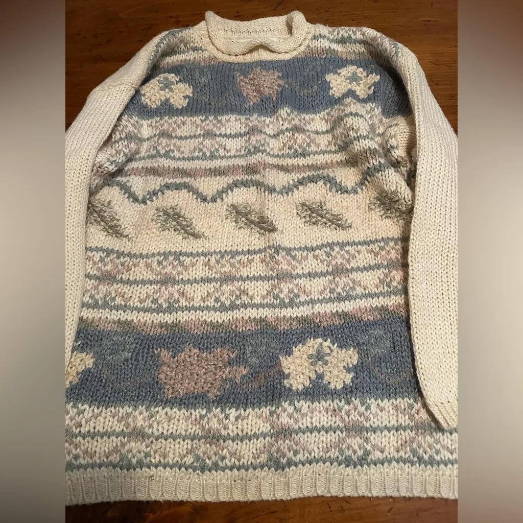 Classic Elements Hand knit  SweaterCottagecore oversized Sz L - Image 3