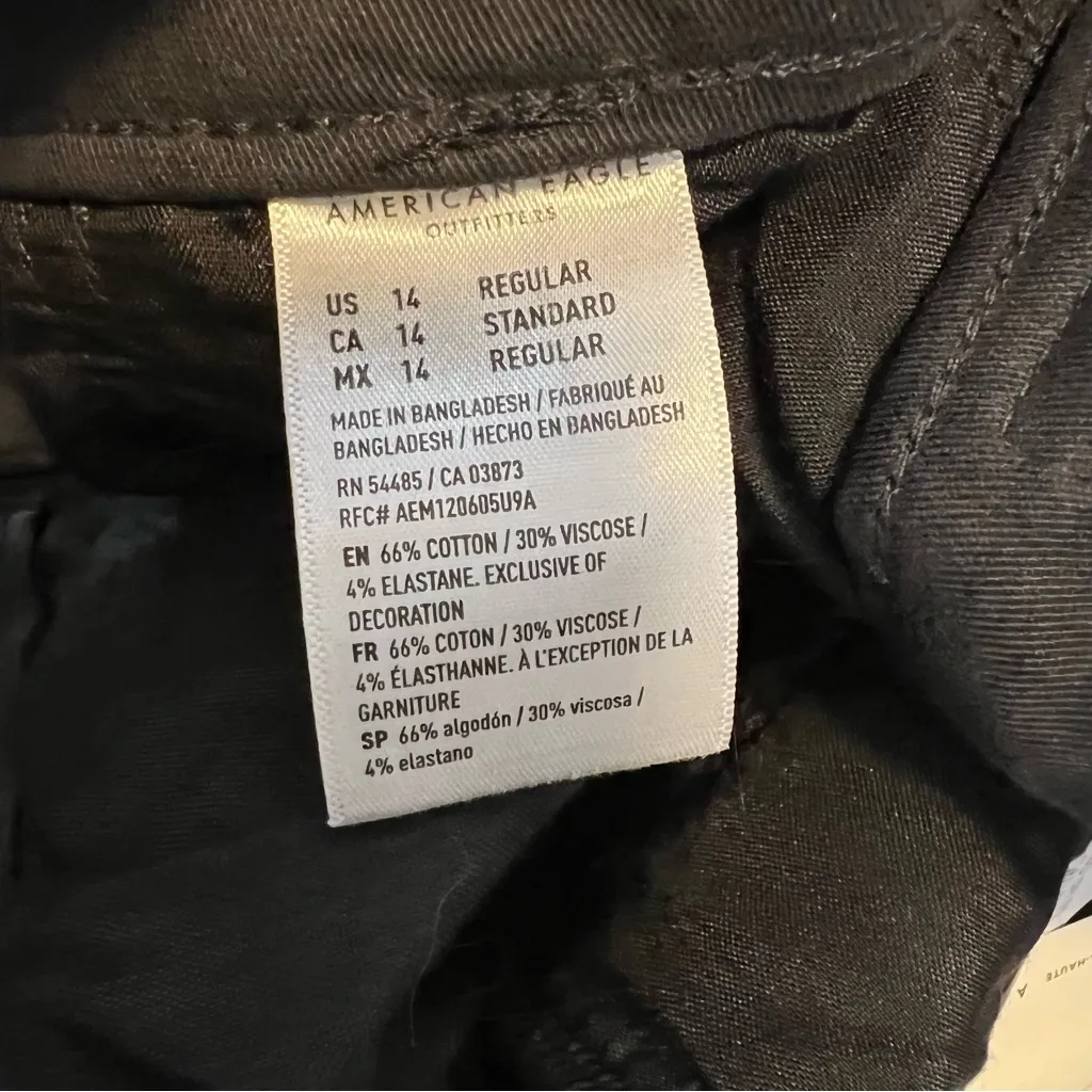 American Eagle stretch skater trouser pants black wash wide leg size 14 32W NWT - Image 8